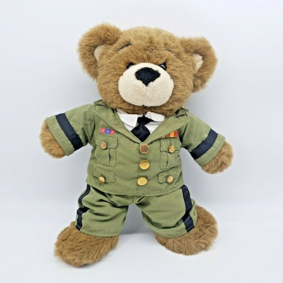 Build A Bear Bearemy Military USA Dress Uniform Stuffed Plush Animal Brown Toy - Picture 1 of 11